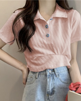 Jacquard summer tops Korean style unique T-shirt