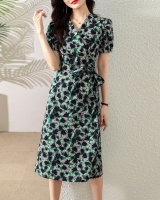 Summer slim France style pinched waist long dress