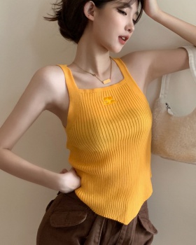Slim embroidery summer vest sleeveless sling tops for women