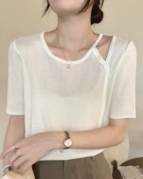 Korean style knitted hollow temperament tops