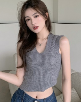 Pure summer bottoming tops knitted short vest for women