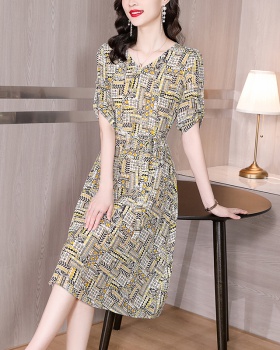 Middle-aged fashion real silk silk dress for women