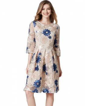 Casual big skirt spring and autumn embroidery dress
