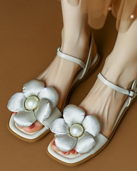 Flat summer buckle flattie open toe lady sandals for women