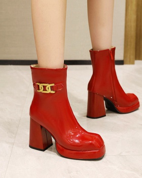 European style shoes high-heeled short boots for women