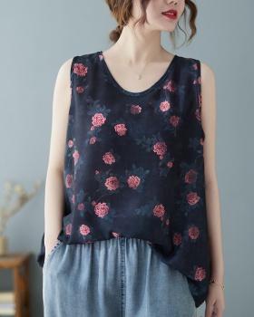 Fat Casual large yard flowers T-shirt loose summer sling vest