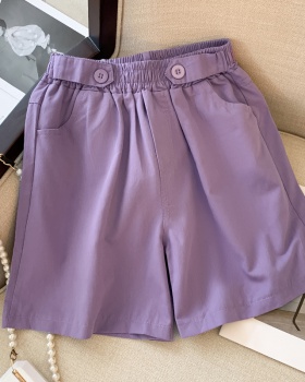 Slim wide leg five pants purple loose shorts for women