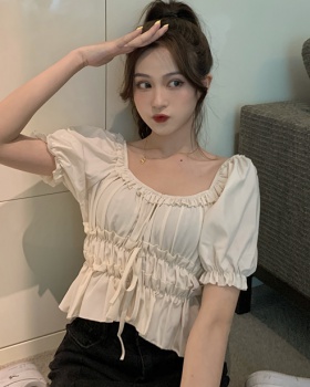 Fold France style summer sweet puff sleeve tops