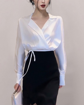 Long sleeve short business suit pullover shirt for women