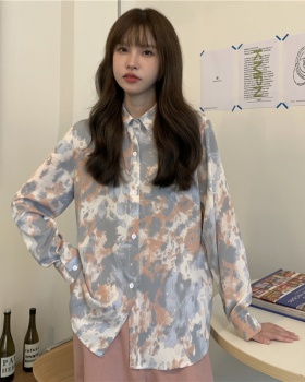 Printing loose Korean style long sleeve shirt for women