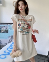 Printing sleeveless T-shirt long vest for women