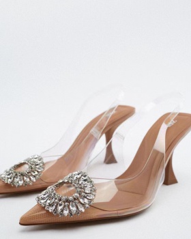 Transparent high-heeled diamond rhinestone spring shoes