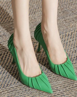 Green all-match shoes low high-heeled shoes for women