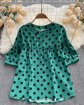 Summer Korean style loose small shirt polka dot slim tops