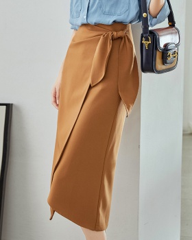 High waist split tie package hip autumn long skirt