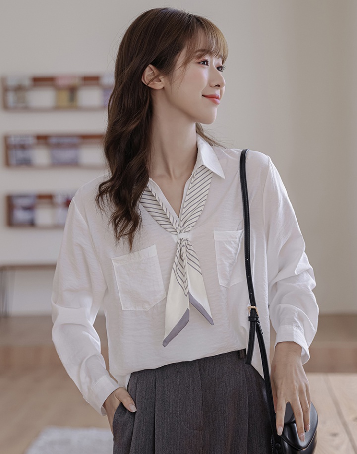 College style student lapel shirt Casual autumn scarves