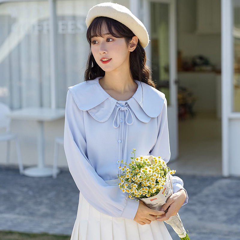Korean style student loose doll collar shirt for women