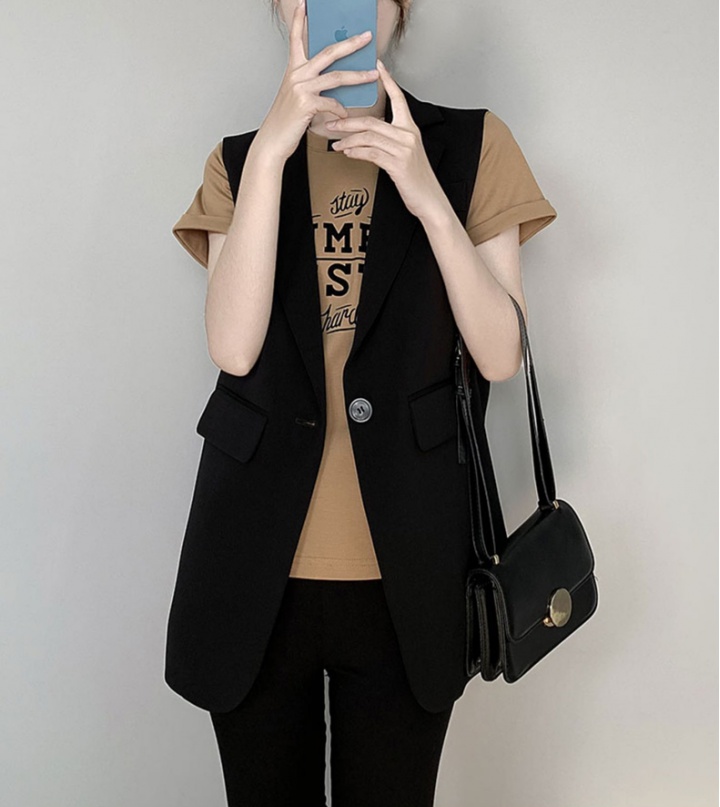 Sleeveless loose vest long business suit for women