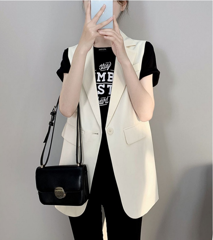 Sleeveless loose vest long business suit for women