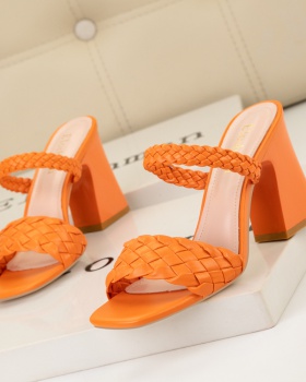 Thick weave sandals high-heeled sexy slippers for women