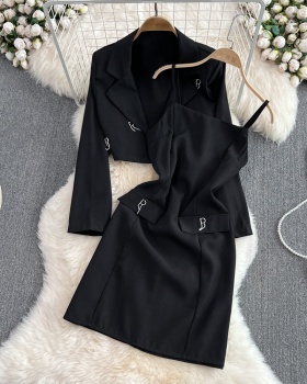 Fashion and elegant short business suit sling dress 2pcs set