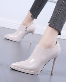 Buff sexy beige ankle boots all-match pointed platform