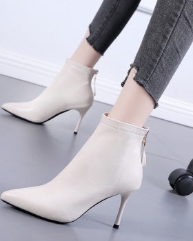 Beige martin boots commuting high-heeled shoes