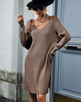 Pure fashion knitted autumn and winter sweater dress