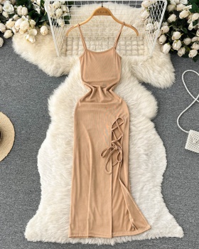Summer bandage dress split long dress for women