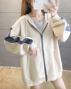 Thin autumn large yard coat loose fat hooded hoodie