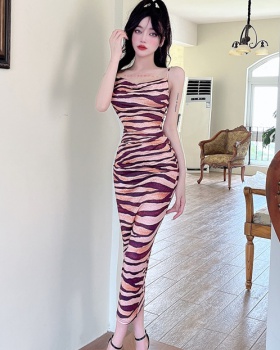 Long slim spicegirl leopard sling sexy dress for women