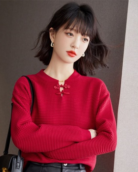 Autumn bottoming sweater red tops