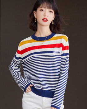 Pullover knitted sweater autumn stripe tops for women