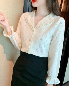 Autumn Korean style lace tops long sleeve all-match shirt