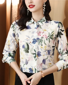 Cotton long sleeve loose printing romantic shirt for women