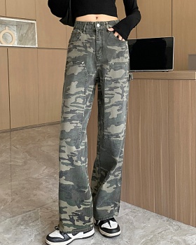 Straight loose work clothing retro long pants for women