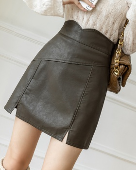 Anti emptied leather skirt autumn and winter one step skirt