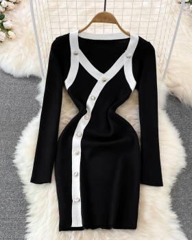 Sexy autumn and winter Korean style dress for women