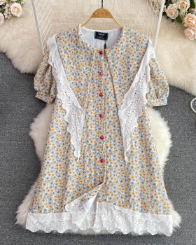 Doll collar Korean style short sleeve summer bubble dress