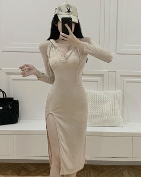 Package hip temperament slim Casual pinched waist dress