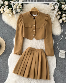 Temperament skirt long sleeve coat 2pcs set for women