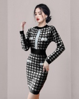 Ladies bottoming temperament mixed colors dress