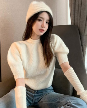 Spring knitted tops slim white sweater for women