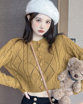 Knitted hollow cardigan crochet short coat for women