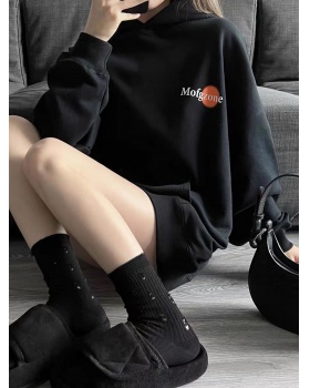 Thin quality double hoodie loose autumn hooded hat for women