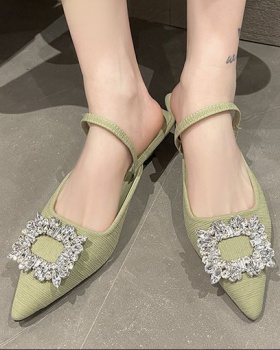 Summer elastic fashion middle-heel Korean style sandals
