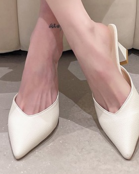 Pointed middle-heel Korean style summer slippers