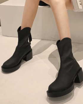 Low cylinder thick martin boots middle-heel boots for women