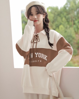 Student loose printing hoodie lazy bandage tops for women