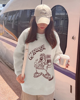 Large yard letters printing fat cartoon sweater for women